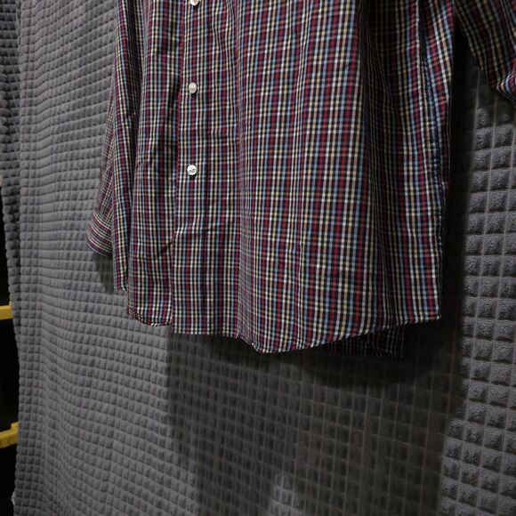 Button Long Sleeve Collared Shirt MensXL Colorful Plaid Lightweight Cotton Dress - Picture 12 of 16